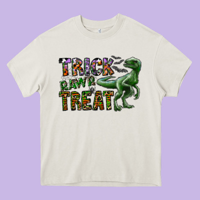 Trick Rawr Treat Heavy Core Tee Designed By Cowhidedigitalart