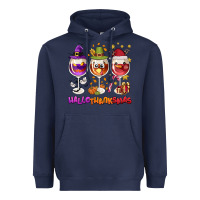 Navy Hallothanksmas wine glasses Heavyweight Hoodie - NancyCooperArtShop
