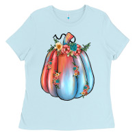 Baby Blue flowers pumpkin Ladies Tee - JahusDesignShop