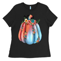 Black flowers pumpkin Ladies Tee - JahusDesignShop