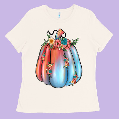 Flowers Pumpkin Ladies Tee Designed By Jahusdesignshop