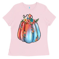 Bubblegum Pink flowers pumpkin Ladies Tee - JahusDesignShop
