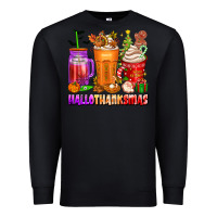 Black hallothanksmas coffee cups Premium Sweatshirt - texasbilliewilder