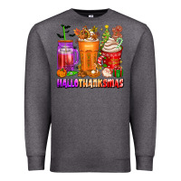 Charcoal Heather hallothanksmas coffee cups Premium Sweatshirt - texasbilliewilder