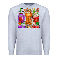 Heather Grey hallothanksmas coffee cups Premium Sweatshirt - texasbilliewilder
