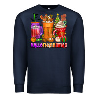 Navy hallothanksmas coffee cups Premium Sweatshirt - texasbilliewilder