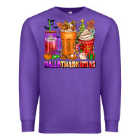 Purple hallothanksmas coffee cups Premium Sweatshirt - texasbilliewilder