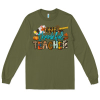 Army Green One thankful Teacher Long Sleeve Tee - NancyCooperArtShop