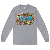 Heather Grey One thankful Teacher Long Sleeve Tee - NancyCooperArtShop