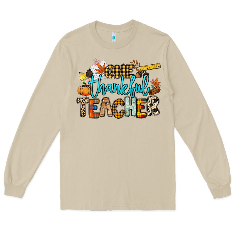 One Thankful Teacher Long Sleeve Tee by NancyCooperArtShop | Teevron