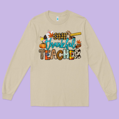 One Thankful Teacher Long Sleeve Tee Designed By Nancycooperartshop