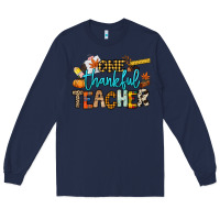 Navy One thankful Teacher Long Sleeve Tee - NancyCooperArtShop