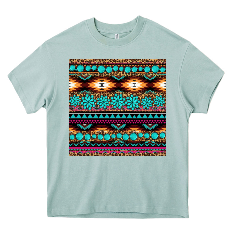 Aztec Turquoise Gemstone Seamless Pattern Heavy Core Tee by HRA Design Shop | Teevron