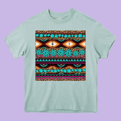 Aztec Turquoise Gemstone Seamless Pattern Heavy Core Tee Designed By Hra Design Shop