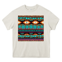 Cream aztec turquoise gemstone seamless pattern Heavy Core Tee - HRA Design Shop