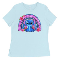 Baby Blue stitch rainbow Ladies Tee - Zillion Design Studio