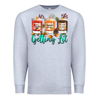 Heather Grey Candles with Fall Getting Lit Premium Sweatshirt - texasbilliewilder