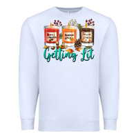 White Candles with Fall Getting Lit Premium Sweatshirt - texasbilliewilder