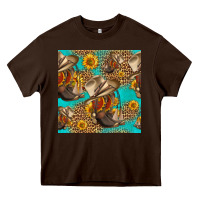 Chocolate Brown western boots and hat seamless pattern Heavy Core Tee - HRA Design Shop