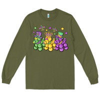 Army Green mardi gras bead dogs Long Sleeve Tee - MaliasSmallBusiness