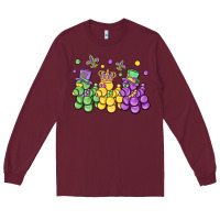 Burgundy mardi gras bead dogs Long Sleeve Tee - MaliasSmallBusiness