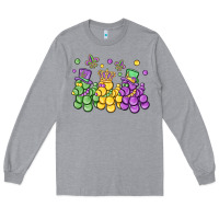 Heather Grey mardi gras bead dogs Long Sleeve Tee - MaliasSmallBusiness