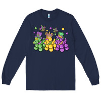 Navy mardi gras bead dogs Long Sleeve Tee - MaliasSmallBusiness