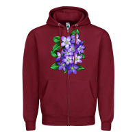 Burgundy Mayflower Plant Illustrations Zipper Hoodie - LillyAllenDesigns