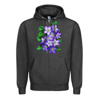 Charcoal Heather Mayflower Plant Illustrations Zipper Hoodie - LillyAllenDesigns
