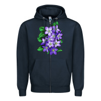 Navy Mayflower Plant Illustrations Zipper Hoodie - LillyAllenDesigns