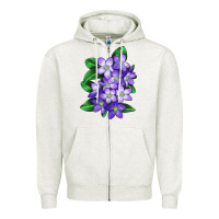 Oatmeal Heather Mayflower Plant Illustrations Zipper Hoodie - LillyAllenDesigns