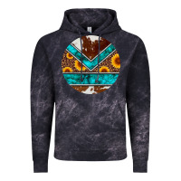 Cloud Black turquoise cowhide leopard sunflowers round Vintage Hoodie - Artiststas