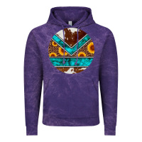 Cloud Purple turquoise cowhide leopard sunflowers round Vintage Hoodie - Artiststas