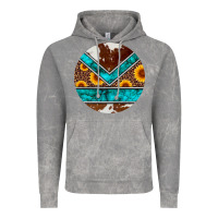 Cloud Rock turquoise cowhide leopard sunflowers round Vintage Hoodie - Artiststas