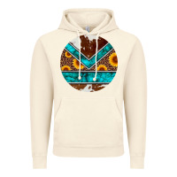 Vintage Artic turquoise cowhide leopard sunflowers round Vintage Hoodie - Artiststas
