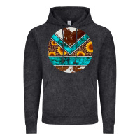 Vintage Black turquoise cowhide leopard sunflowers round Vintage Hoodie - Artiststas