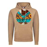 Vintage Coffee turquoise cowhide leopard sunflowers round Vintage Hoodie - Artiststas