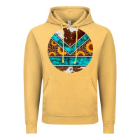 Vintage Mustard turquoise cowhide leopard sunflowers round Vintage Hoodie - Artiststas