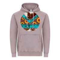 Vintage Zinc turquoise cowhide leopard sunflowers round Vintage Hoodie - Artiststas