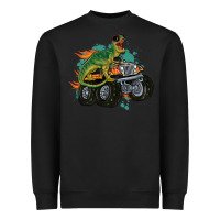 Black monster truck and t rex dinosaur Heavyweight Sweatshirt - MaliasSmallBusiness