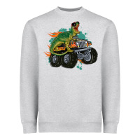 Heather Grey monster truck and t rex dinosaur Heavyweight Sweatshirt - MaliasSmallBusiness