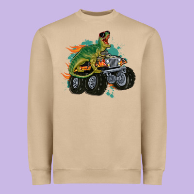Monster Truck And T Rex Dinosaur Heavyweight Sweatshirt Designed By Maliassmallbusiness