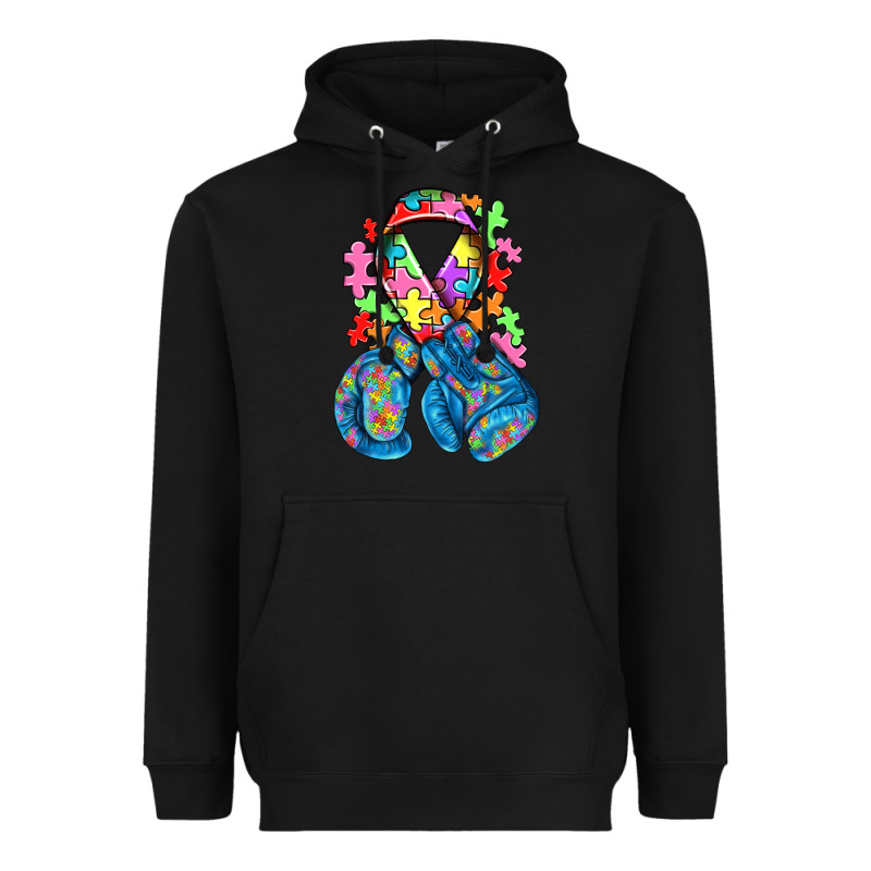 Autism Awareness With Boxing Gloves Heavyweight Hoodie by NancyCooperArtShop | Teevron