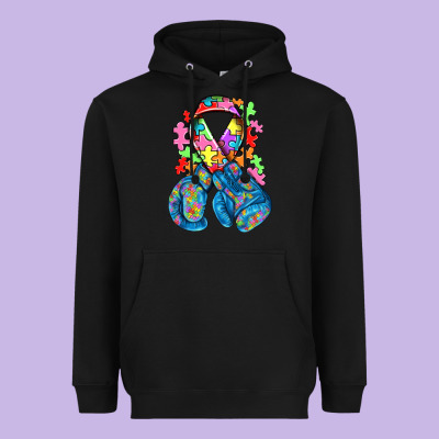 Autism Awareness With Boxing Gloves Heavyweight Hoodie Designed By Nancycooperartshop