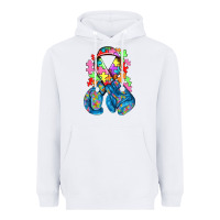 White autism awareness with boxing gloves Heavyweight Hoodie - NancyCooperArtShop