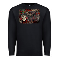 Black I'm so freaking merry skeleton messy bun Premium Sweatshirt - NancyCooperArtShop