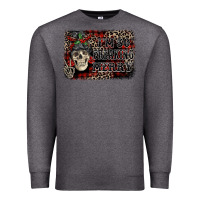 Charcoal Heather I'm so freaking merry skeleton messy bun Premium Sweatshirt - NancyCooperArtShop