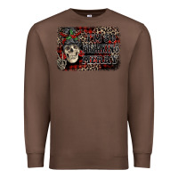 Chestnut I'm so freaking merry skeleton messy bun Premium Sweatshirt - NancyCooperArtShop