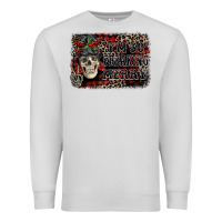 Dove Grey I'm so freaking merry skeleton messy bun Premium Sweatshirt - NancyCooperArtShop