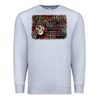 Heather Grey I'm so freaking merry skeleton messy bun Premium Sweatshirt - NancyCooperArtShop